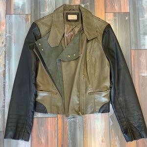 Olive Green / Black Moto Jacket